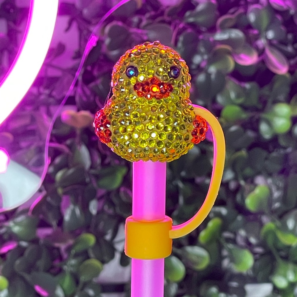 Handmade Rhinestone Duck Straw Topper - Picture 2 of 5
